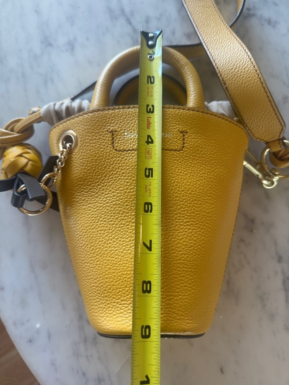 See By Chloé Yellow Mini Bucket Bag with Woven Charm - Picture 9 of 12